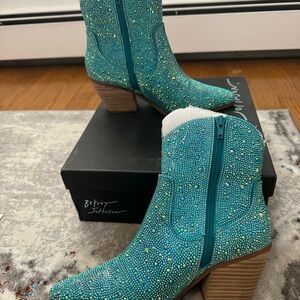Betsey Johnson Turquoise Cowboy Boots NIB! Rare